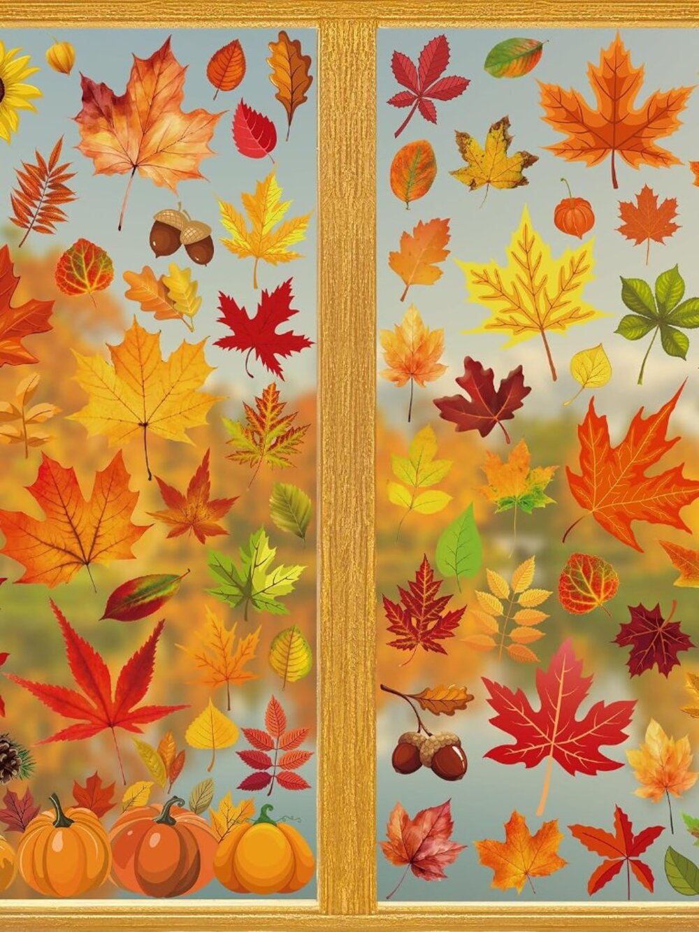 9 Sheets Fall Decorations, 274 PCS Fall Window Clings, Double Sided Autumn Stick